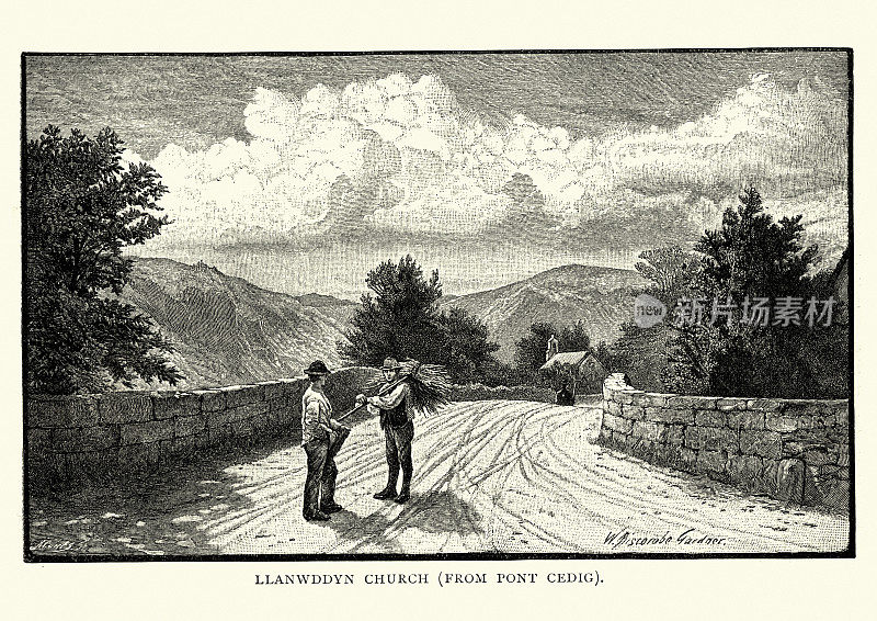 Church, Llanwddyn，蒙哥马利郡，波伊斯，威尔士19世纪